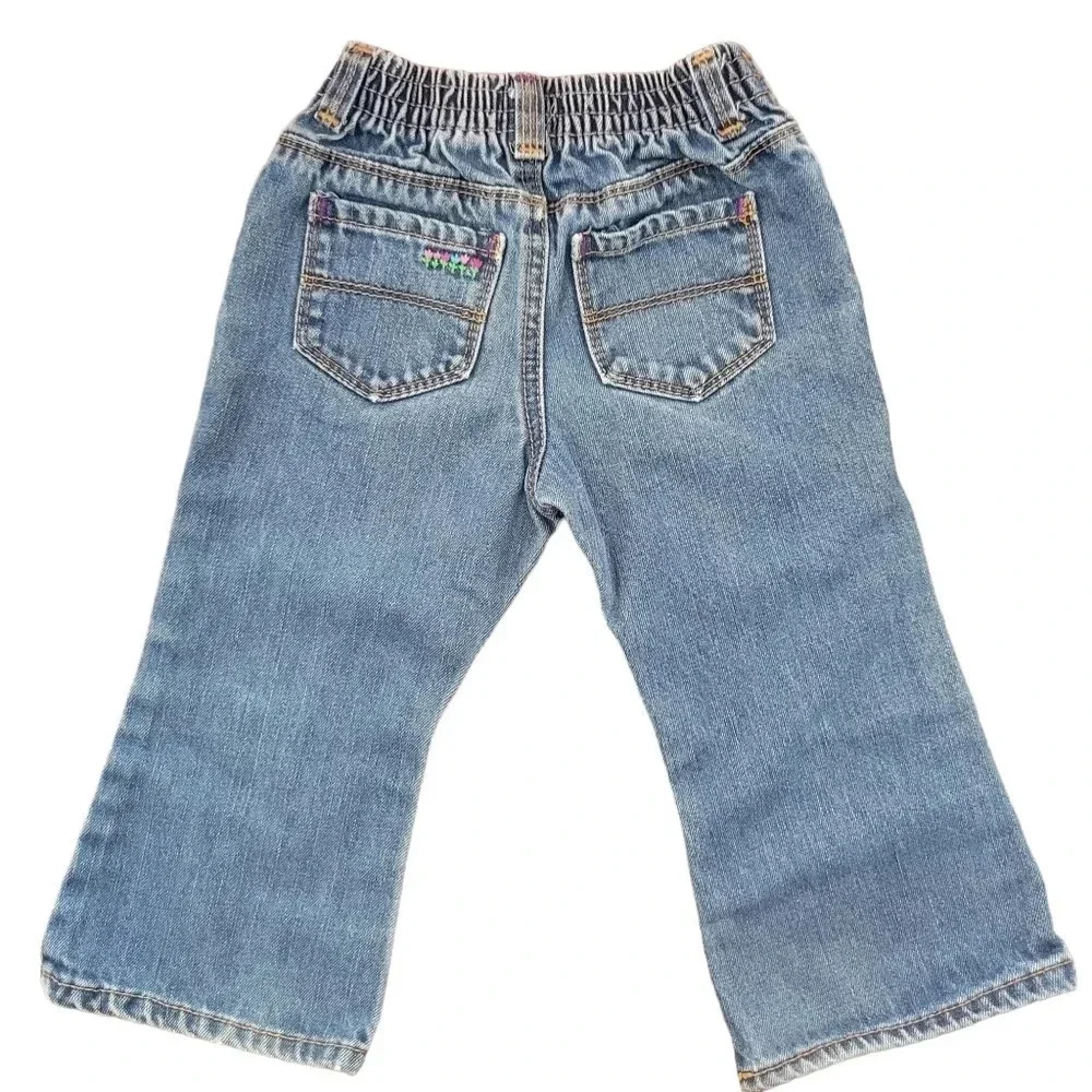 OshKosh Cotton Denim Embroidered Jeans Toddler Girl 24mo Cottagecore Boho